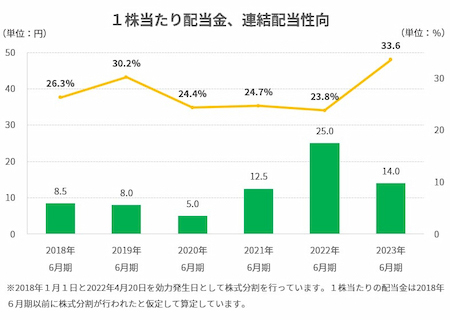 1株当たり配当金、連結配当性向